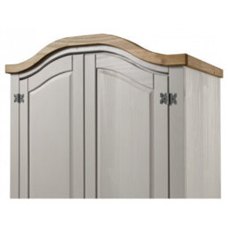 Mercers Furniture Corona Grey Wax 2 Door 1 Drawer Arch Top Wardrobe Solid Pine With Mexican Styling - thumbnail 3