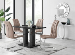 Furniturebox Imperia 4 Modern Black High Gloss Dining Table And 4 Cappuccino Murano Chairs - thumbnail 1