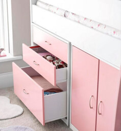 Save On Goods UK Pink Mid Sleeper Bunk Bed Storage,chest Drawers,shelves,cupboard, Kids, Childrens Bunkbed - thumbnail 5