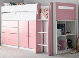Save On Goods UK Pink Mid Sleeper Bunk Bed Storage,chest Drawers,shelves,cupboard, Kids, Childrens Bunkbed - thumbnail 3