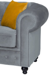 Hilton Chesterfield Style Sofa Grey French Velvet Fabric 3+2 Seater Set (3+2 Seater) - thumbnail 4