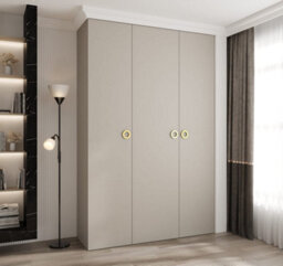 Arte Elegant Cashmere Como I Hinged Door Wardrobe H2460mm W1600mm D500mm, Three Doors, Eleven Shelves, Two Hanging Rails, Gold Handles - thumbnail 2