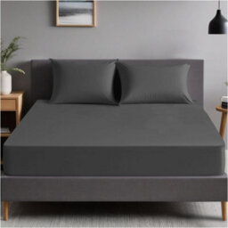 Gc Gaveno Cavailia Plain Dyed Fitted Bedsheet Double Charcoal Super Soft & Comfy Non Iron Fitted Sheet