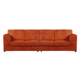Furnishings For Less UK Luxor Long Fabric Jumbo Cord 4 Seater Sofa - Full Back Orange