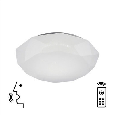 Luminosa Lighting Luminosa Diamante Smart Ceiling, 40W Led, 3000-5000K Tuneable White, 2600Lm, Remote Control, App, Voice Control, White - image 1