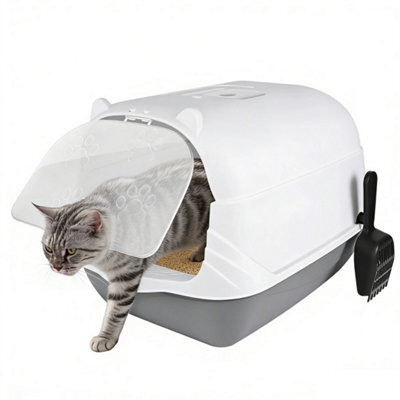 Large Enclosed Hooded Cat Litter Tray Scoop - image 1