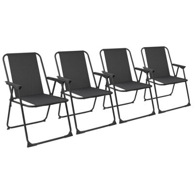 Harbour Housewares Folding Metal Beach Chairs - Black - Pack Of 4 - image 1