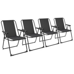 Harbour Housewares Folding Metal Beach Chairs - Black - Pack Of 4 - thumbnail 1