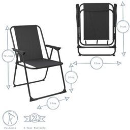Harbour Housewares Folding Metal Beach Chairs - Black - Pack Of 4 - thumbnail 3