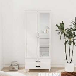 Urbn-Living Urbnliving 180Cm Height White Mirror Wardrobe With 2 Door 2 Drawer Bedroom Clothes Storage Hanging Rail - thumbnail 2