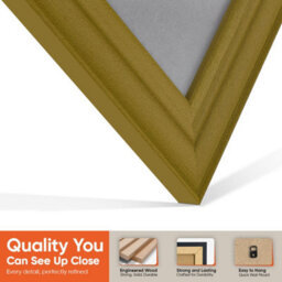 "16X16"" Gold Classic Vinyl Record Frame With Mid Grey Mount For 12 Inch Lp Disc - Ak Frames" - thumbnail 3