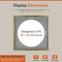 "16X16"" Gold Classic Vinyl Record Frame With Mid Grey Mount For 12 Inch Lp Disc - Ak Frames" - thumbnail 2