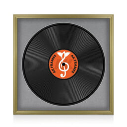 "16X16"" Gold Classic Vinyl Record Frame With Mid Grey Mount For 12 Inch Lp Disc - Ak Frames"