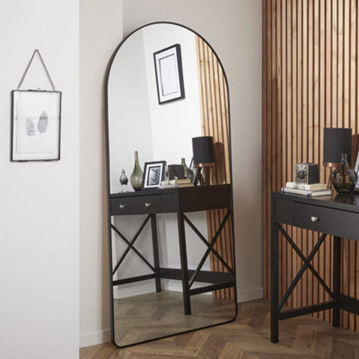 The Online Mirror Shop Large Arch-Top Mirror Liberty Arched Shape With Black Frame- H 170 X W 80Cm For Hanging In Bedroom Or Dining Room - image 1