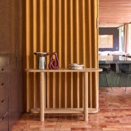 Sweeek - Oval Console With 2 Levels Acacia Wood Natural 120X30X75 Cm - Sana - thumbnail 1