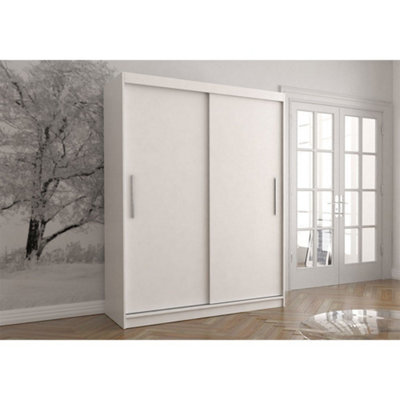 Arte Sleek White Sliding Door Wardrobe - Vista 04 Bedroom Storage - (H)2000mm X (W)1500mm X (D)610mm - image 1