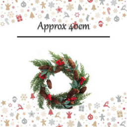 Berry Pine Wreath Christmas Decoration X 1 40Cm Red - thumbnail 2