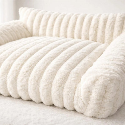 Luxury Plush Orthopaedic Dog Bed Soft Ribbed Cat Pet Sofa Washable Calming 86Cm - image 1