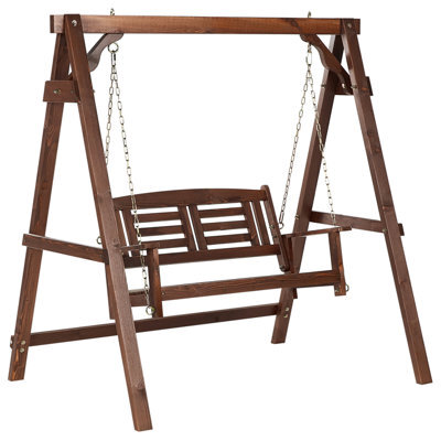 Beliani Patio Swing Nerito Spruce Wood Dark Brown - image 1