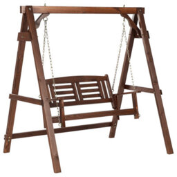 Beliani Patio Swing Nerito Spruce Wood Dark Brown - thumbnail 1
