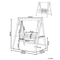 Beliani Patio Swing Nerito Spruce Wood Dark Brown - thumbnail 3