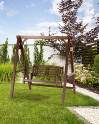 Beliani Patio Swing Nerito Spruce Wood Dark Brown - thumbnail 2