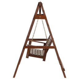 Beliani Patio Swing Nerito Spruce Wood Dark Brown - thumbnail 5
