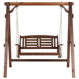 Beliani Patio Swing Nerito Spruce Wood Dark Brown - thumbnail 4