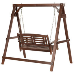 Beliani Patio Swing Nerito Spruce Wood Dark Brown - thumbnail 6