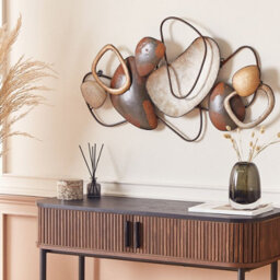 Beliani Brown Handmade Iron Geometric Wall Sculpture - Horizontal Abstract Art 88 X 50 Cm - thumbnail 2