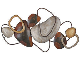 Beliani Brown Handmade Iron Geometric Wall Sculpture - Horizontal Abstract Art 88 X 50 Cm - thumbnail 1