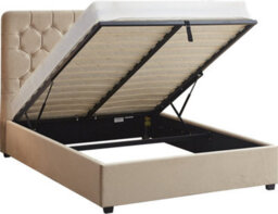 Seconique Madison Ottoman 5' King Size Bed Fawn Velvet Fabric - thumbnail 1