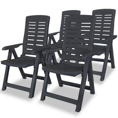 Reclining Garden Chairs 4 Pcs Plastic Anthracite - image 1