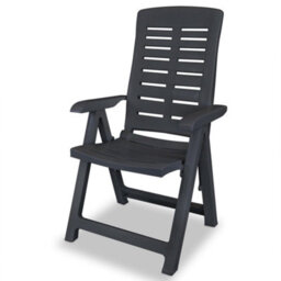 Reclining Garden Chairs 4 Pcs Plastic Anthracite - thumbnail 3