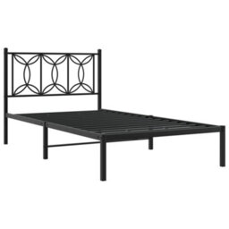 Berkfield Metal Bed Frame Without Mattress With Headboard Black 100X190Cm - thumbnail 3