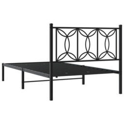 Berkfield Metal Bed Frame Without Mattress With Headboard Black 100X190Cm - thumbnail 6