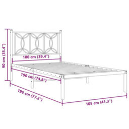 Berkfield Metal Bed Frame Without Mattress With Headboard Black 100X190Cm - thumbnail 8