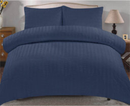 TheWhiteWater Limited Duvet Cover Set Seersucker Single/double/king/super King Bedding Set - Duvet Cover + Matching Pillowcase - Navy Blue - thumbnail 3