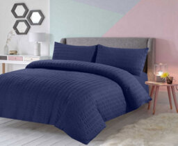 TheWhiteWater Limited Duvet Cover Set Seersucker Single/double/king/super King Bedding Set - Duvet Cover + Matching Pillowcase - Navy Blue - thumbnail 2