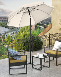 Songmics Sunshade Parasol, Dual Direction Tilt, Height Adjustable, Travel-Friendly With Carrying Bag, Beige - thumbnail 1