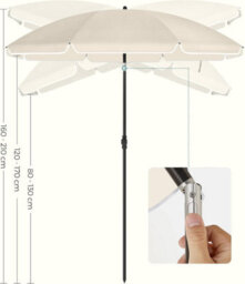 Songmics Sunshade Parasol, Dual Direction Tilt, Height Adjustable, Travel-Friendly With Carrying Bag, Beige - thumbnail 5