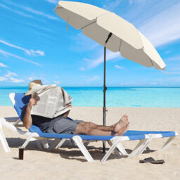Songmics Sunshade Parasol, Dual Direction Tilt, Height Adjustable, Travel-Friendly With Carrying Bag, Beige - thumbnail 3