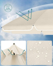 Songmics Sunshade Parasol, Dual Direction Tilt, Height Adjustable, Travel-Friendly With Carrying Bag, Beige - thumbnail 4
