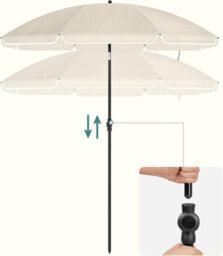 Songmics Sunshade Parasol, Dual Direction Tilt, Height Adjustable, Travel-Friendly With Carrying Bag, Beige - thumbnail 7