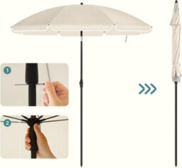 Songmics Sunshade Parasol, Dual Direction Tilt, Height Adjustable, Travel-Friendly With Carrying Bag, Beige - thumbnail 8