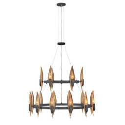 Luminosa Lighting Elstead Hinkley Willow Cylindrical Pendant Ceiling Light Carbon Black With Deluxe Gold