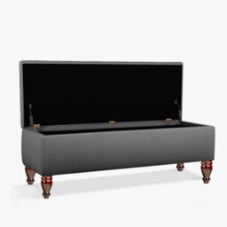 Lisbon Plain 150Cm Ottoman Storage Bench - Plush Velvet Shoe Bench - Steel Grey Upholstery Footstool With Storage - thumbnail 2