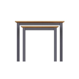 Fwstyle Oak Nest Of 2 Graphite Blue Tables Ready Assembled - thumbnail 3