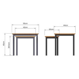 Fwstyle Oak Nest Of 2 Graphite Blue Tables Ready Assembled - thumbnail 4