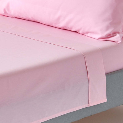 Homescapes Pink Egyptian Cotton Flat Sheet 200 Tc, Double - image 1